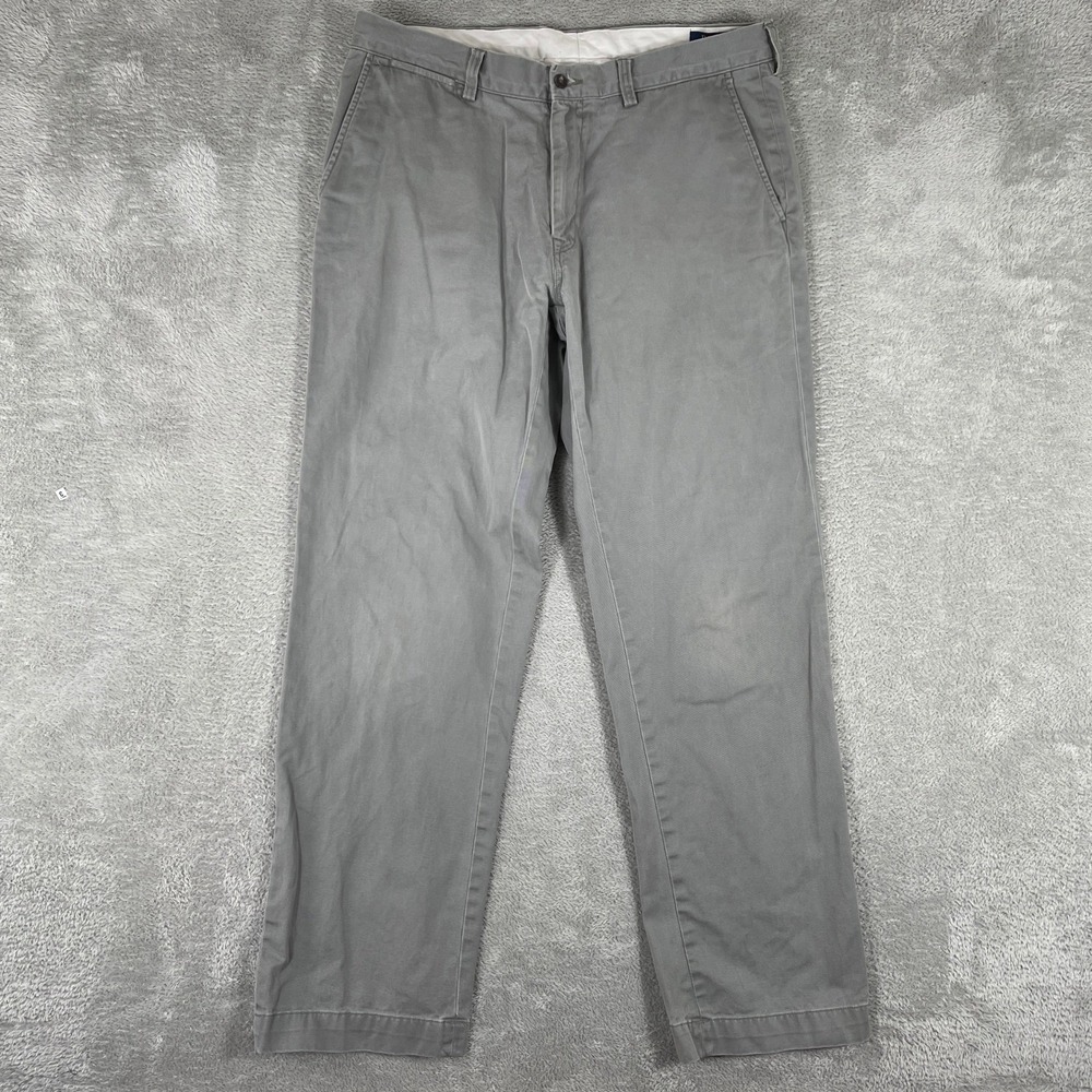 Polo Ralph Lauren Classic Fit Chino Pants Mens 35x32 Gray Cotton‎ Flat Front